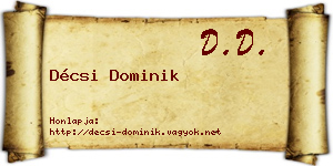 Décsi Dominik névjegykártya